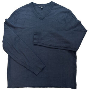 Vintage Banana Republic Sweater Mens XL Blue Merino Wool V Neck Hong Kong 90s